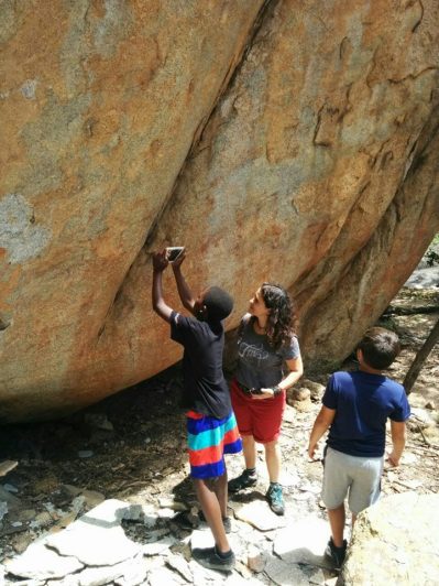 Taking pictures of ancient rock paintings