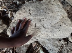 Placing fingers in thousands of years old imprints